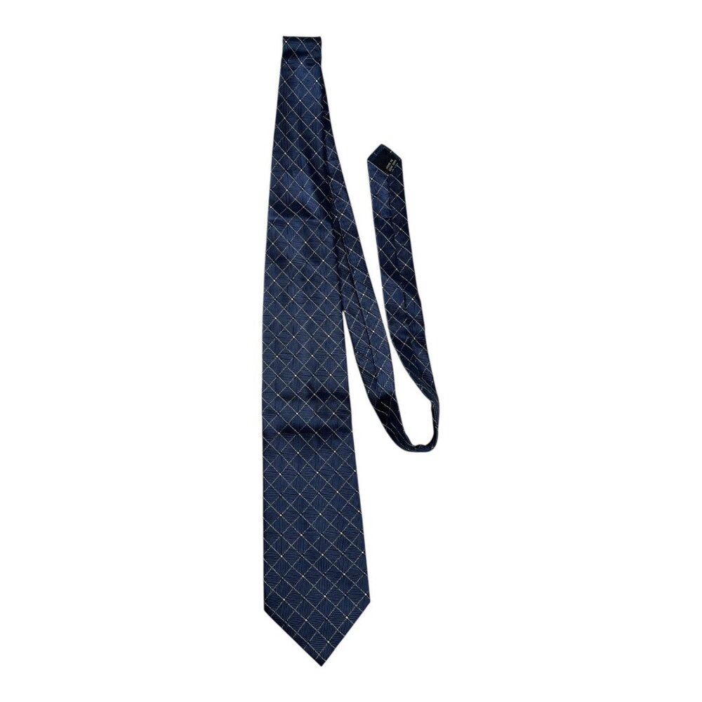 Vintage Hathaway Men’s Tie Blue Geometric Pattern Made in USA